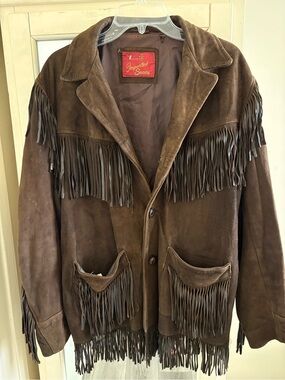Unisex Brown Fringe Leather Jacket